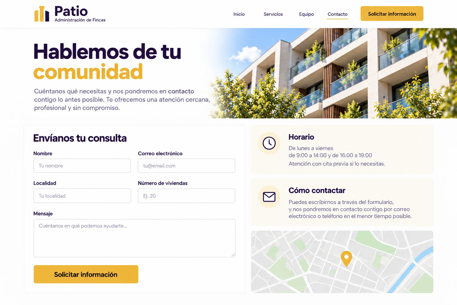 Formulario de solicitud de información para una comunidad ficticia
