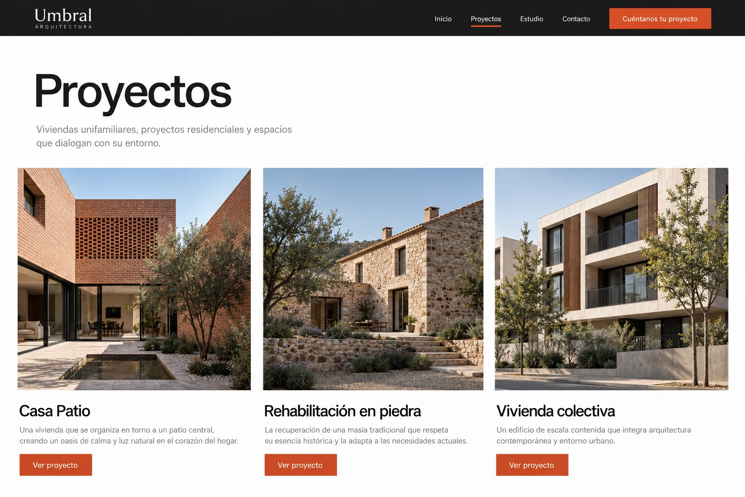 Portfolio ilustrativo de proyectos distintos de Umbral Arquitectura