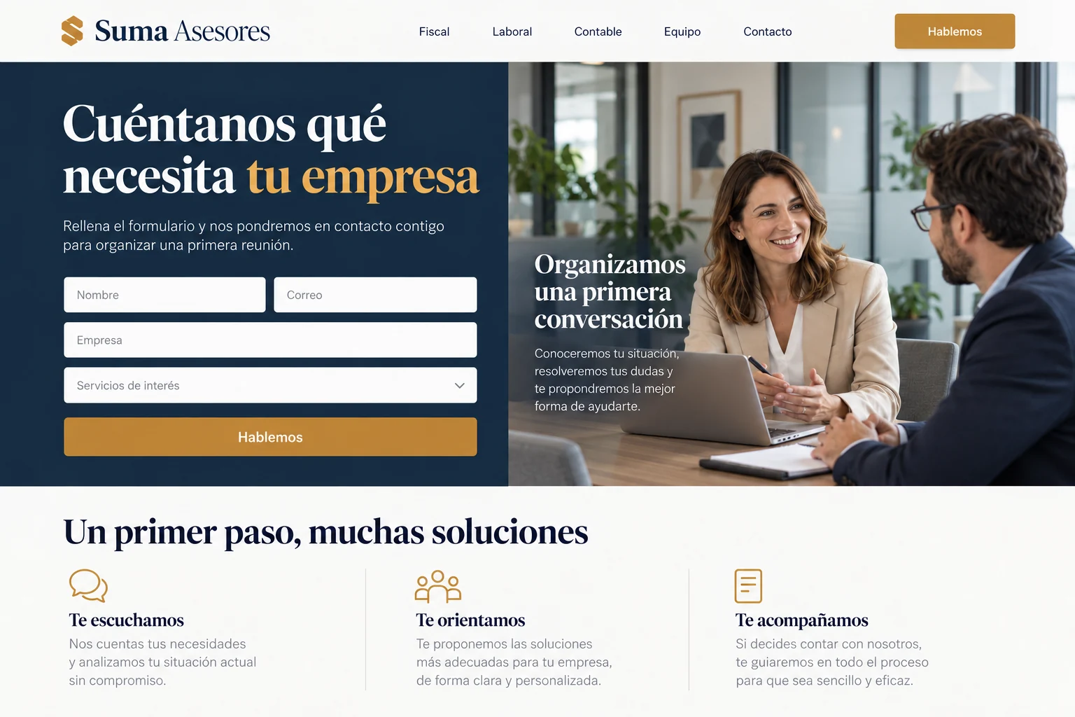 Solicitud de contacto informativa de la misma asesoría de ejemplo