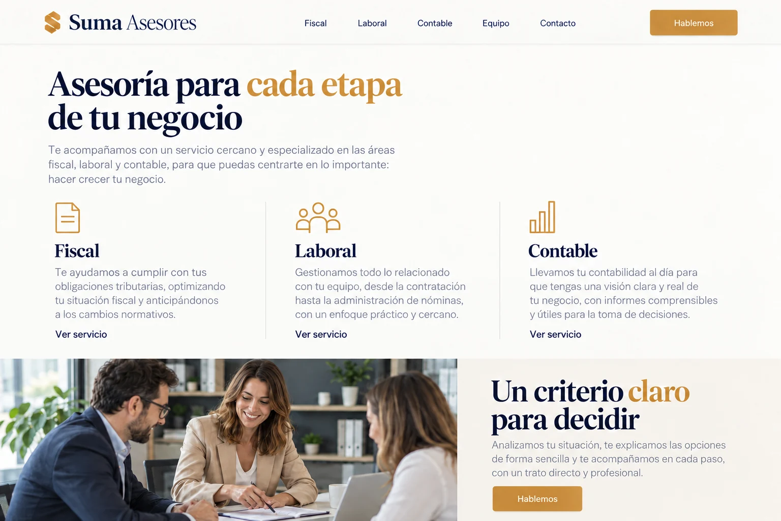 Servicios fiscales, laborales y contables del mismo ejemplo de asesoría