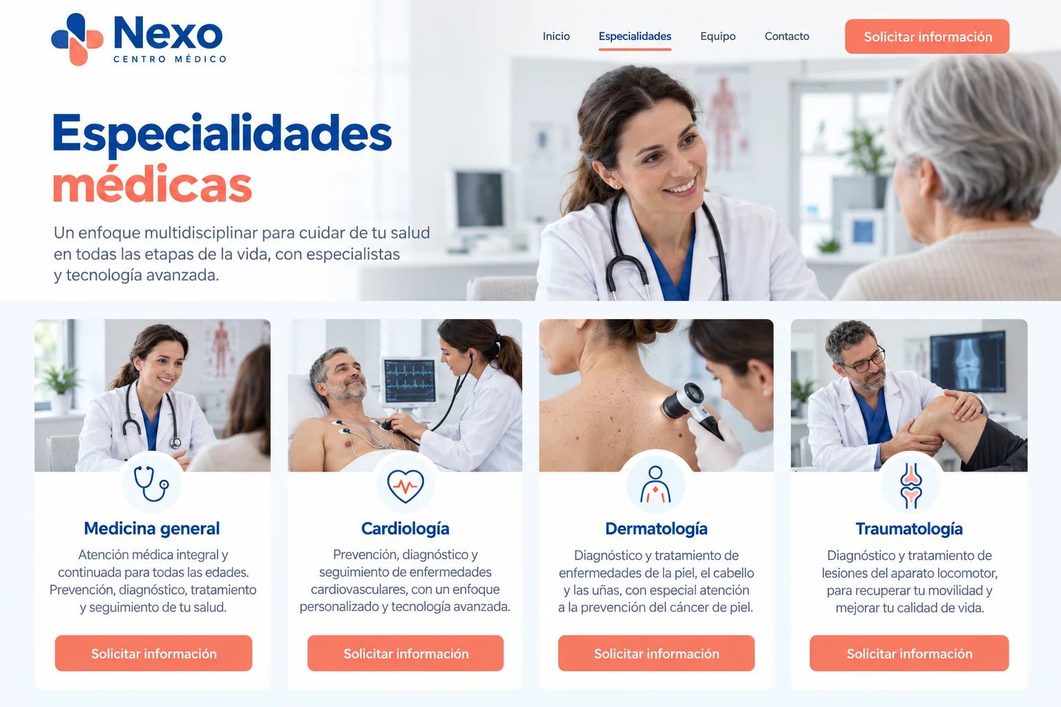 Especialidades del mismo centro ficticio Nexo