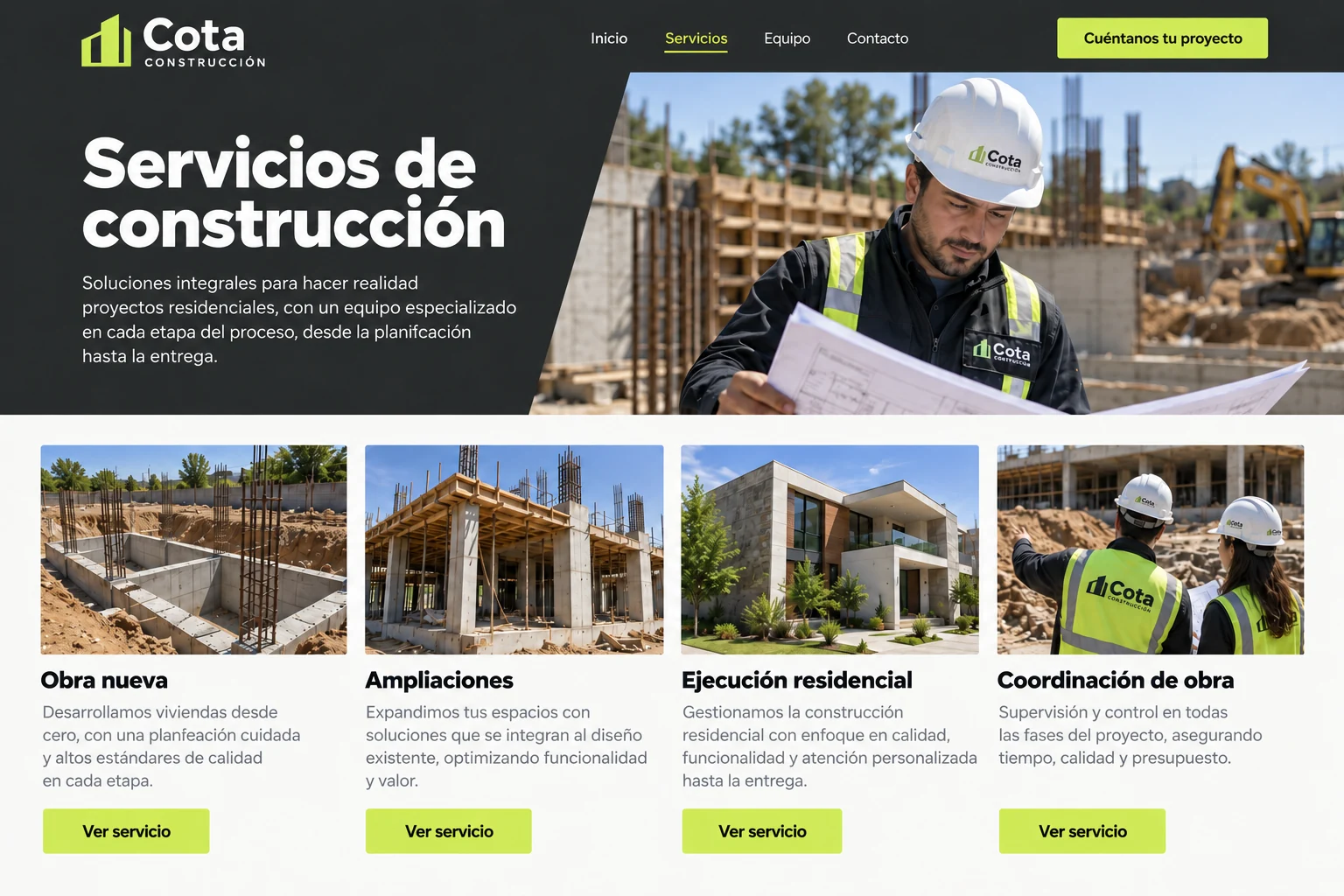 Servicios de obra nueva y ampliación de Cota Construcción