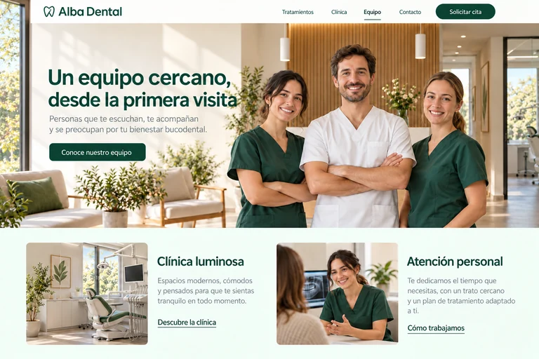Presentación ilustrativa del equipo de la misma clínica ficticia