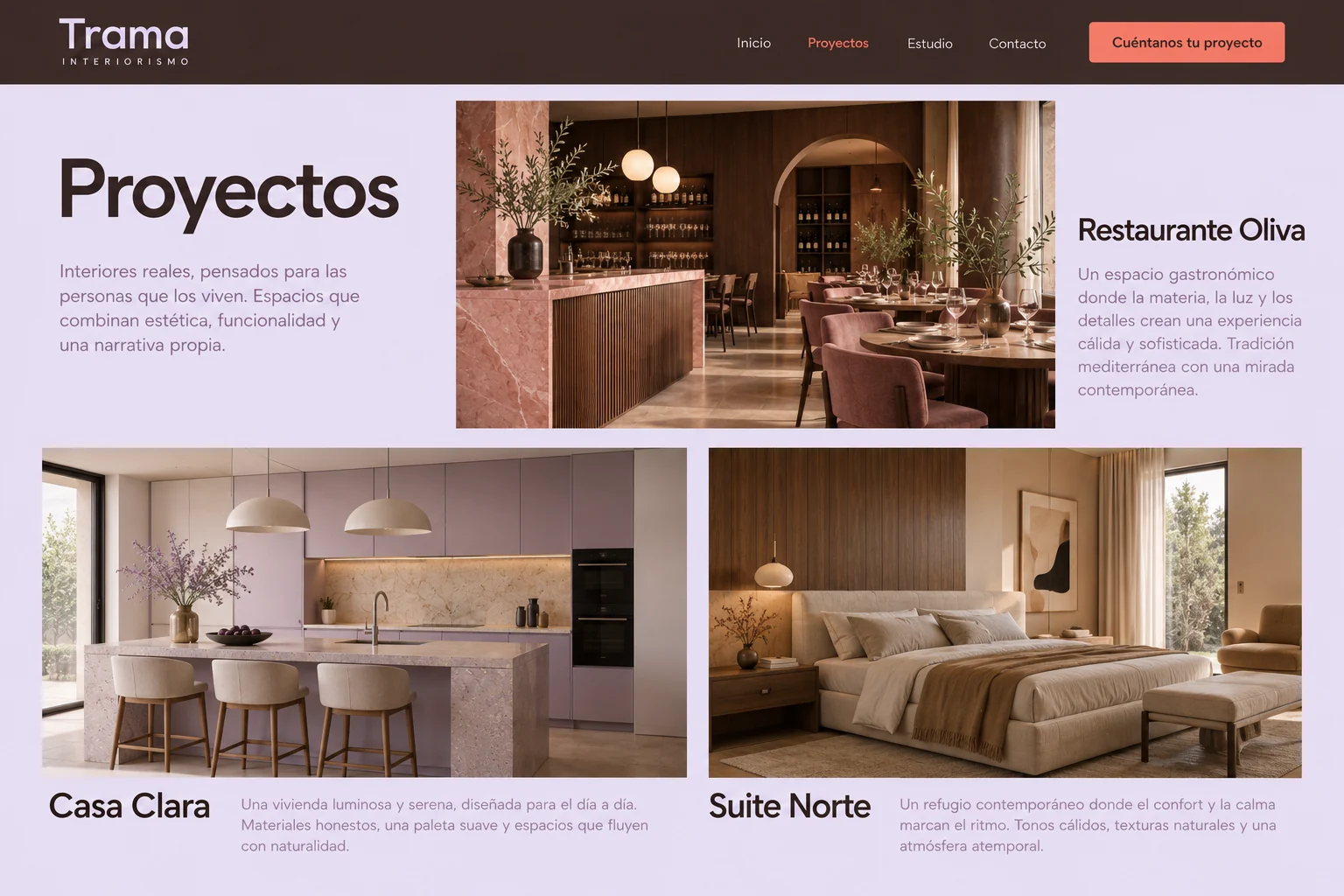 Galería de espacios distintos del estudio ficticio Trama Interiorismo