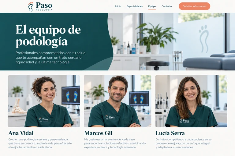 Retratos del equipo ficticio de Paso Podología