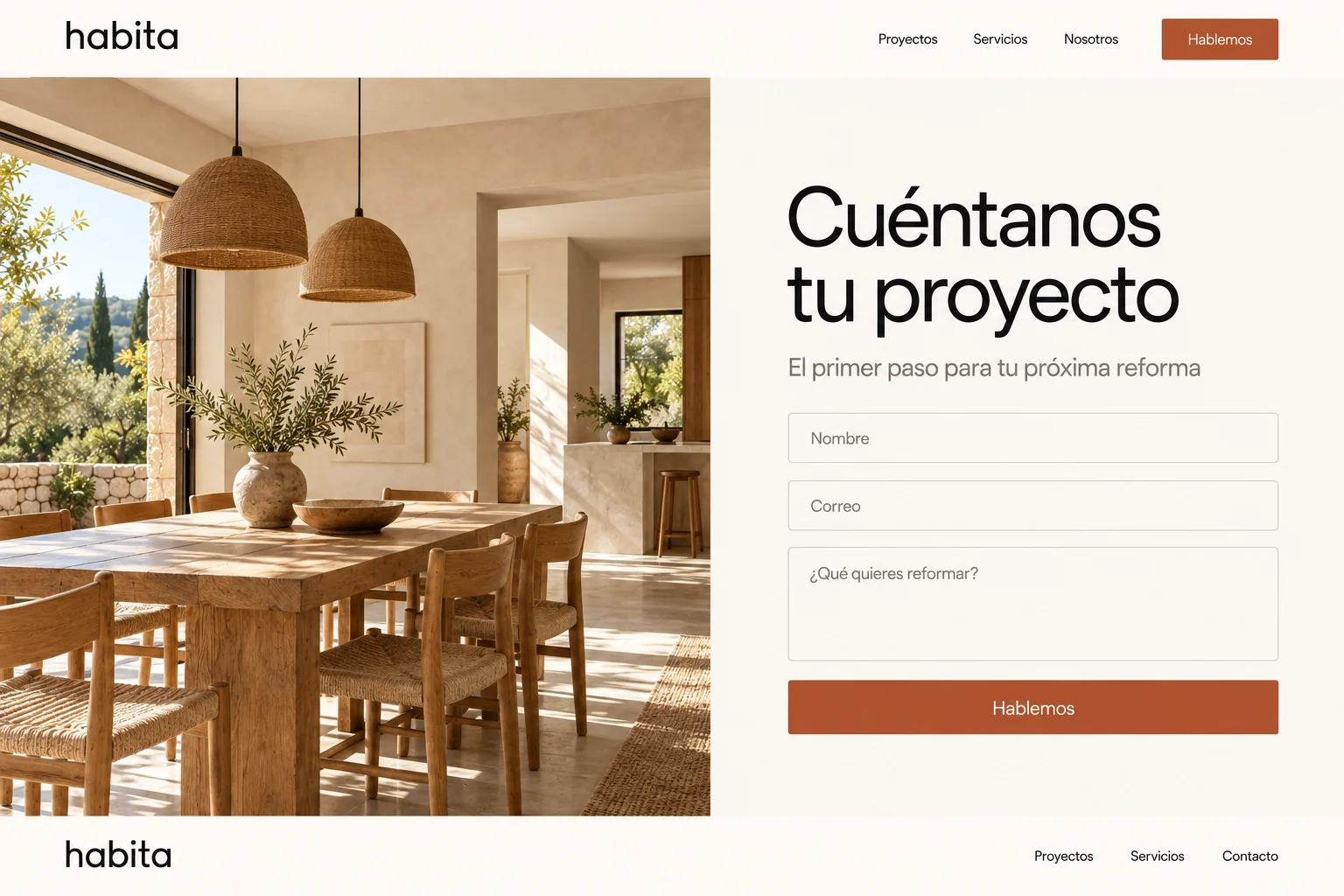 Formulario de contacto y solicitud de presupuesto de la misma web de ejemplo