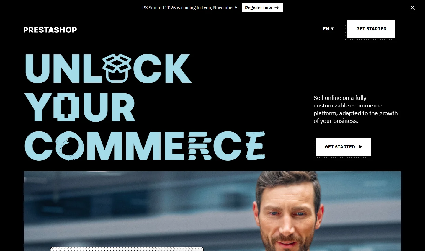 Captura de la portada pública de PrestaShop, tomada el 23 de octubre de 2026
