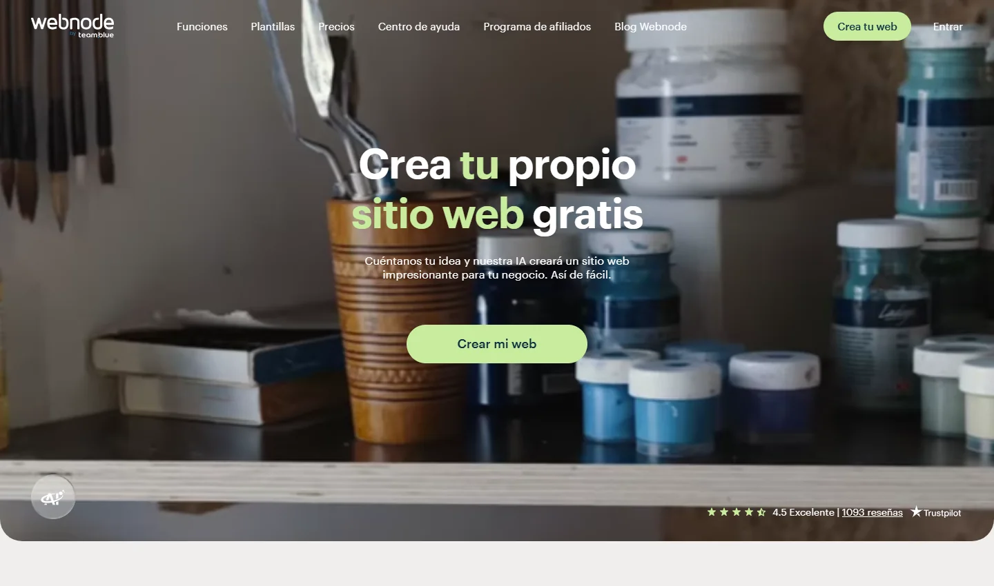 Captura de la portada pública de Webnode, tomada el 23 de octubre de 2026