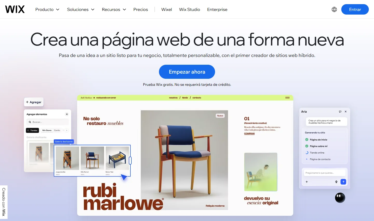 Captura de la portada pública de Wix, tomada el 23 de octubre de 2026