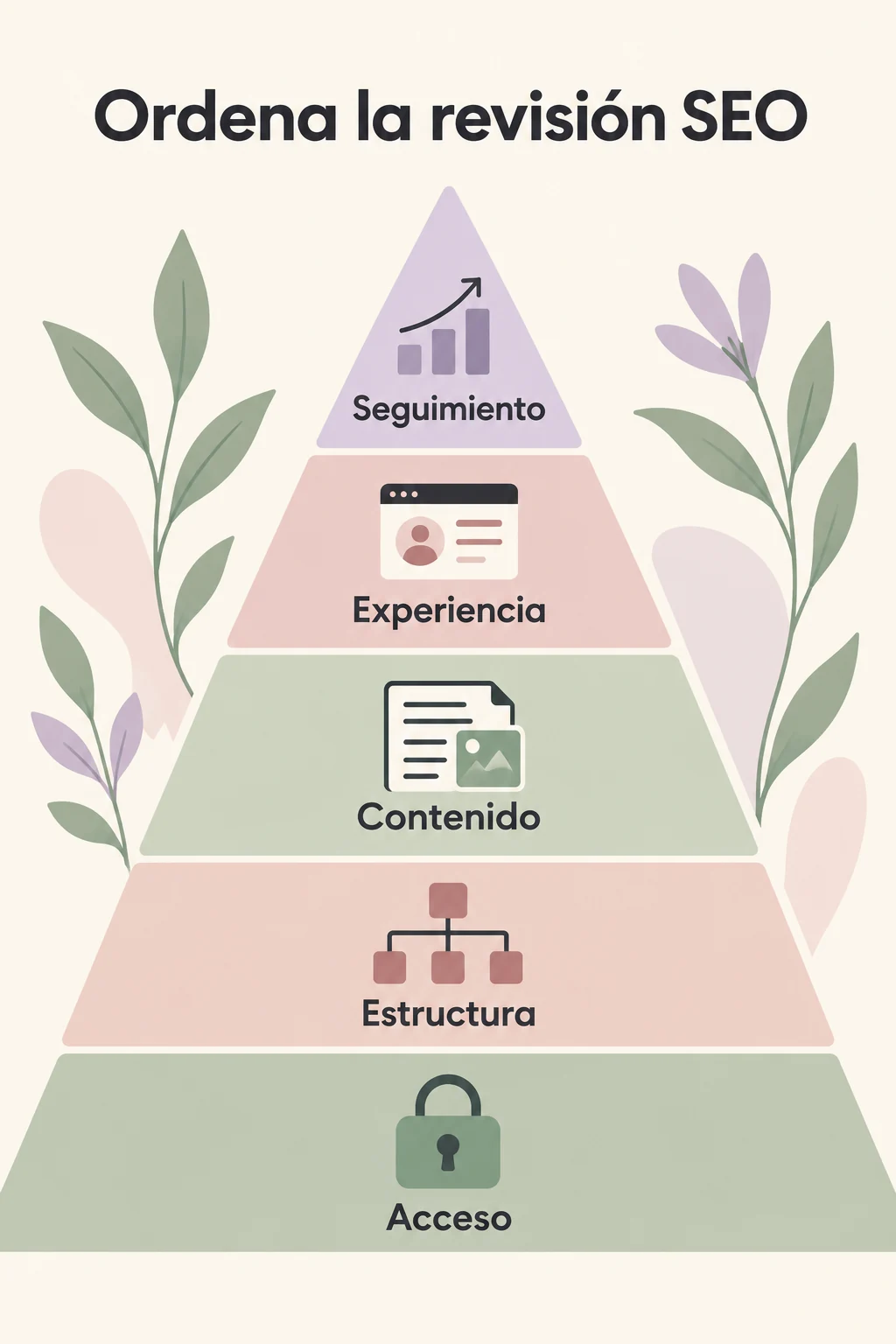 Pirámide de prioridades: acceso, estructura, contenido, experiencia y seguimiento